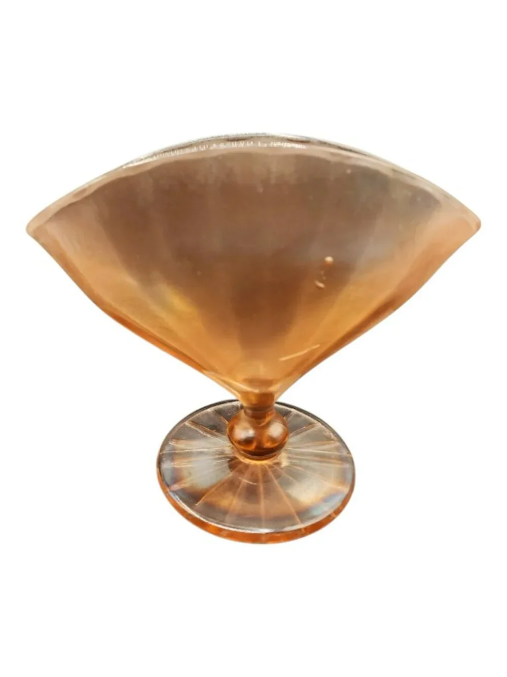 Stretch Art Glass Blush Pink Iridescent Fan Vase 5.25